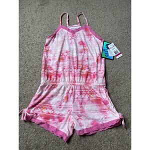 NWT dELiAs Girl’s Size L 14/16 Sleepwear Pink Tribal Print Romper Tank Shorts